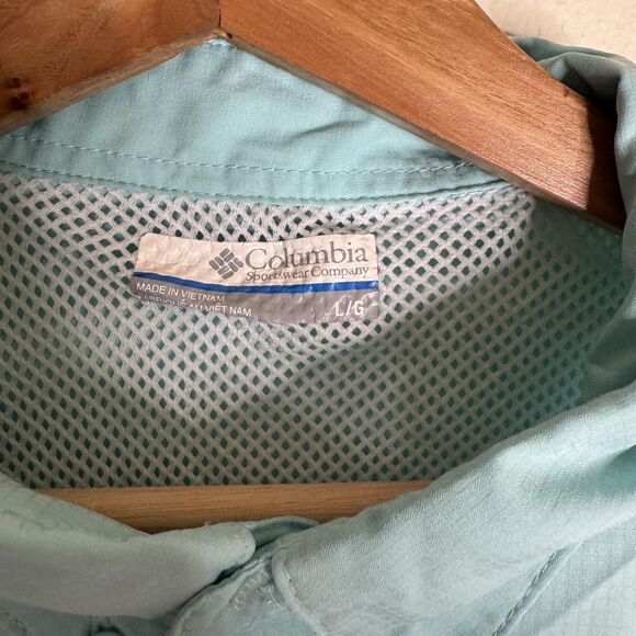 Columbia PFG Shirt Mens Large Blue Omni-Shade Fishing Long Sleeve UPF Quick Dry - Picture 7 of 11